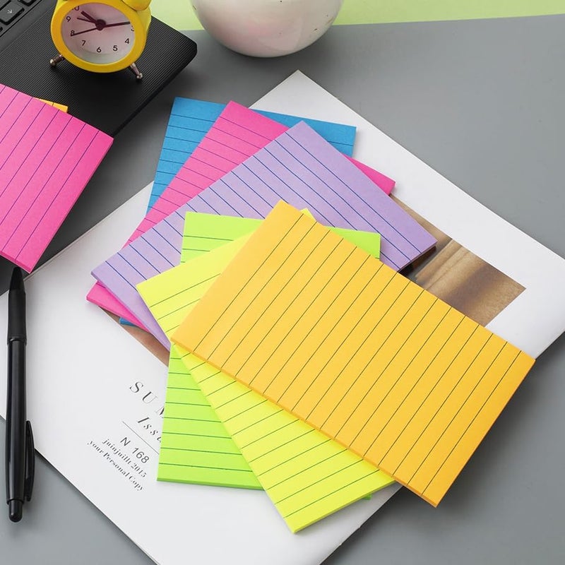 Kozerite (6 Pack) Lined Sticky Notes 4x6 in,Large Notepads with Lines,Ruled Stickies Super Sticking Power,Office School Memo Note Pads Bright Colors,Post on Windows Doors,Recyclable,Easy to Write on - Image 3